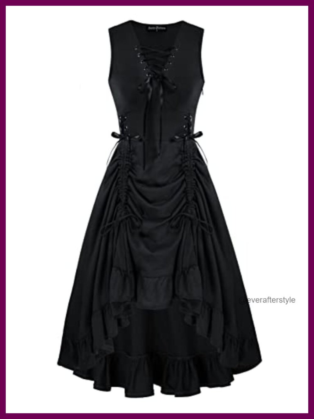 Renaissance Steampunk Lace Up Gothic Dress Adjustable High Low